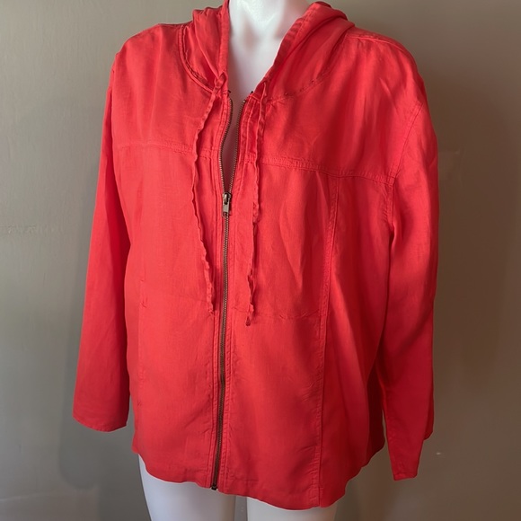 Sigrid Olsen Cherry Red Linen Jacket/Top - Picture 4 of 9